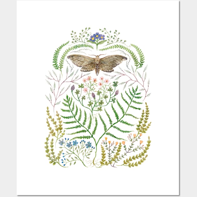 Moth with Plants II Wall Art by LEvans